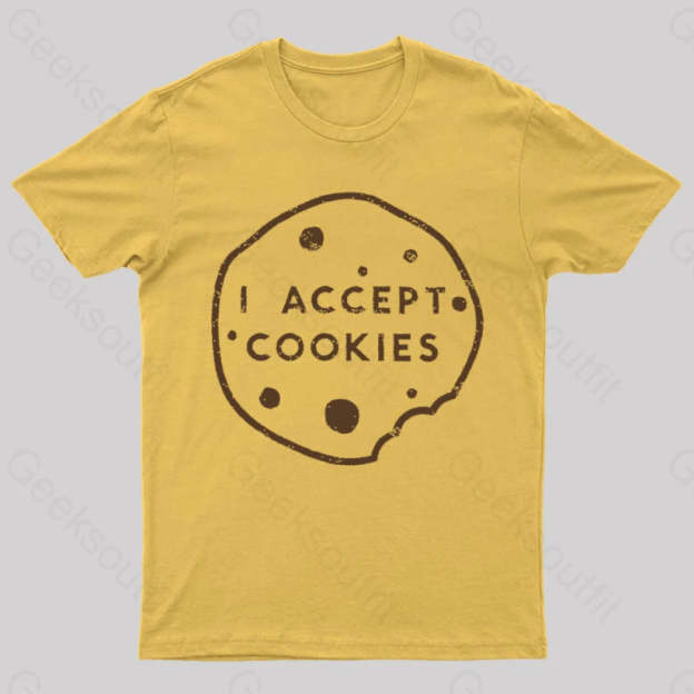 I Accept Cookies Nerd T-Shirt Yellow / S