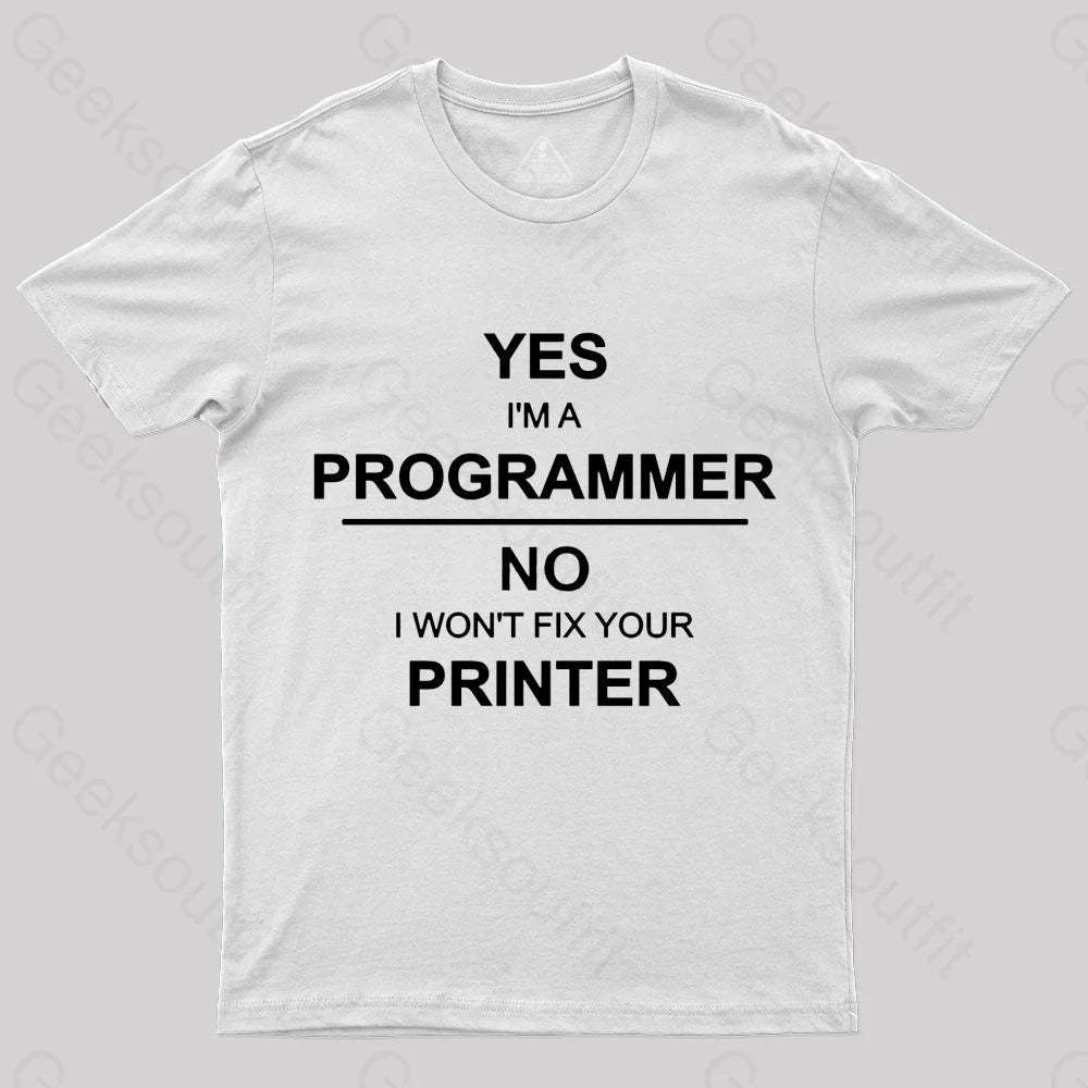 I Am A Programmer Geek T-Shirt White / S