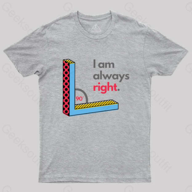 I Am Always Right Funny Math T-Shirt Grey / S