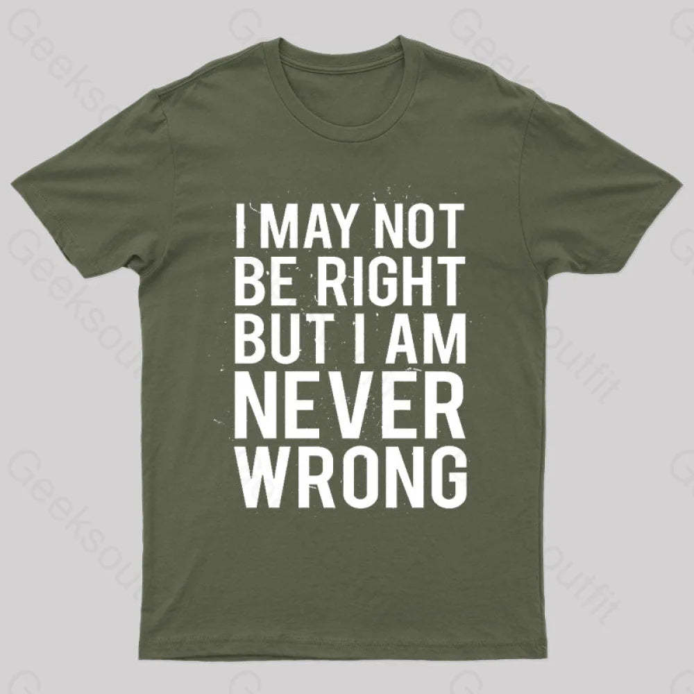 I Am Never Wrong Nerd T-Shirt Army Green / S
