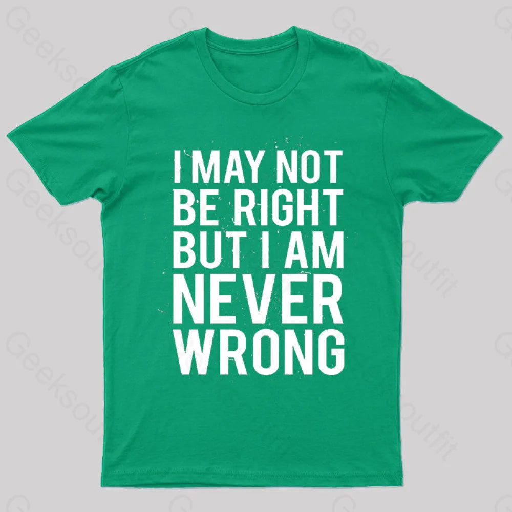 I Am Never Wrong Nerd T-Shirt Green / S