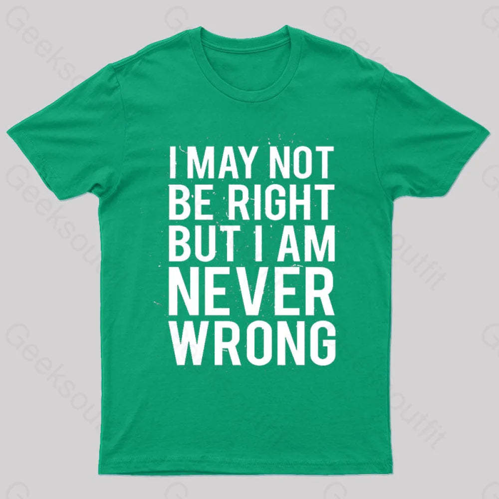 I Am Never Wrong Nerd T-Shirt Green / S