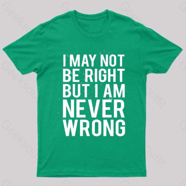 I Am Never Wrong Nerd T-Shirt Green / S