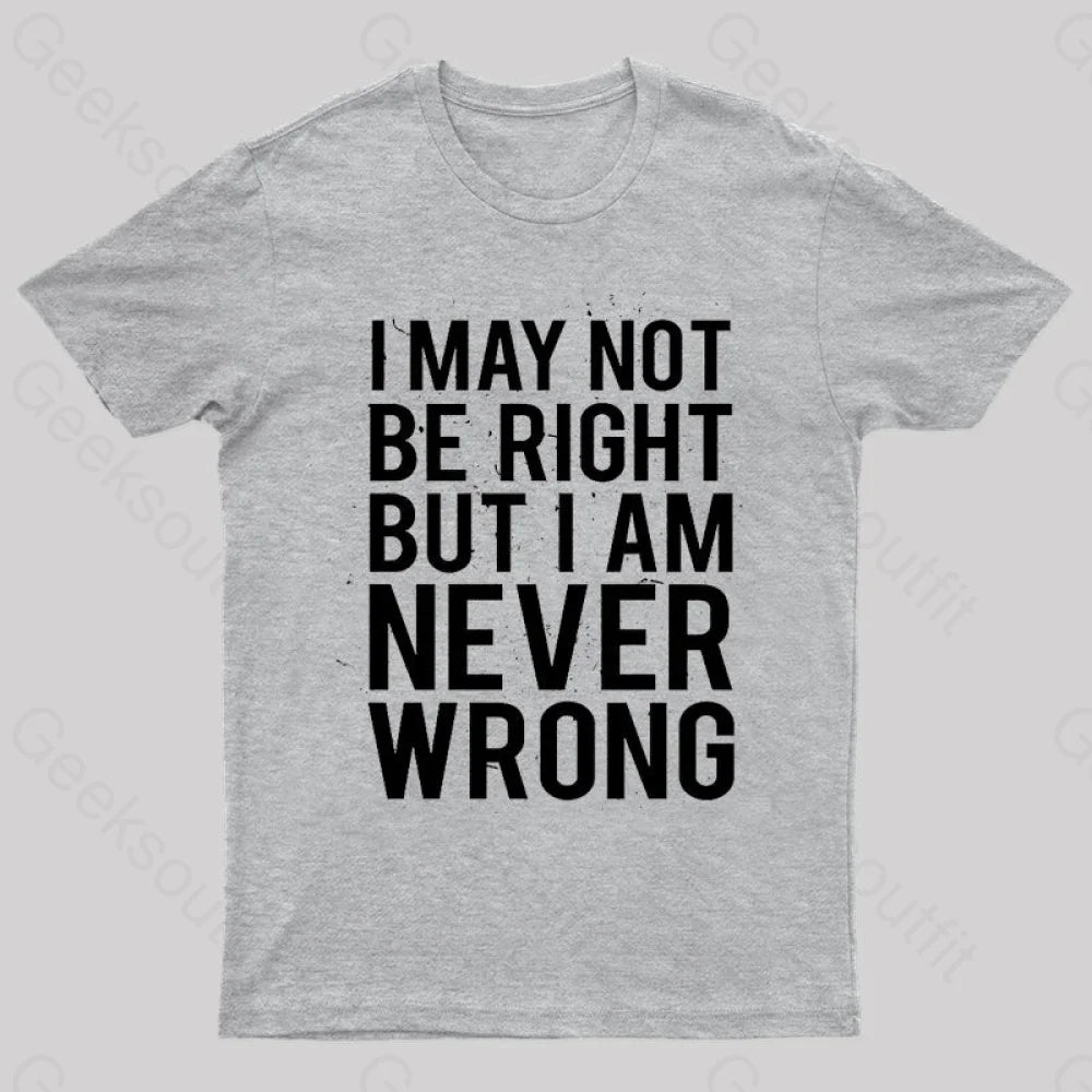 I Am Never Wrong Nerd T-Shirt Grey / S