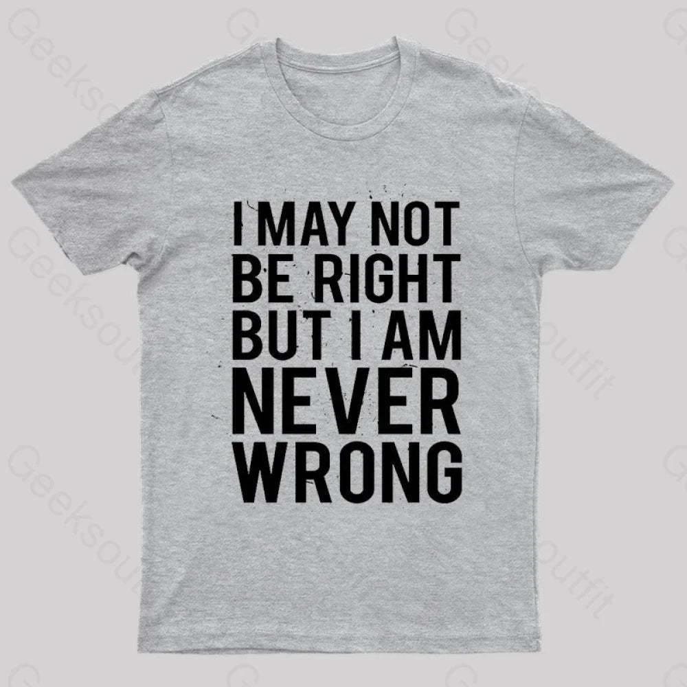 I Am Never Wrong Nerd T-Shirt Grey / S