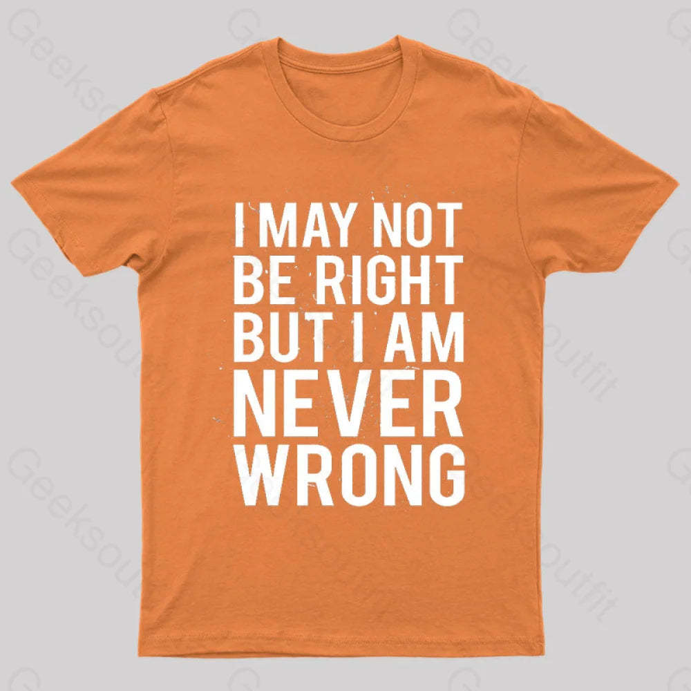 I Am Never Wrong Nerd T-Shirt Orange / S