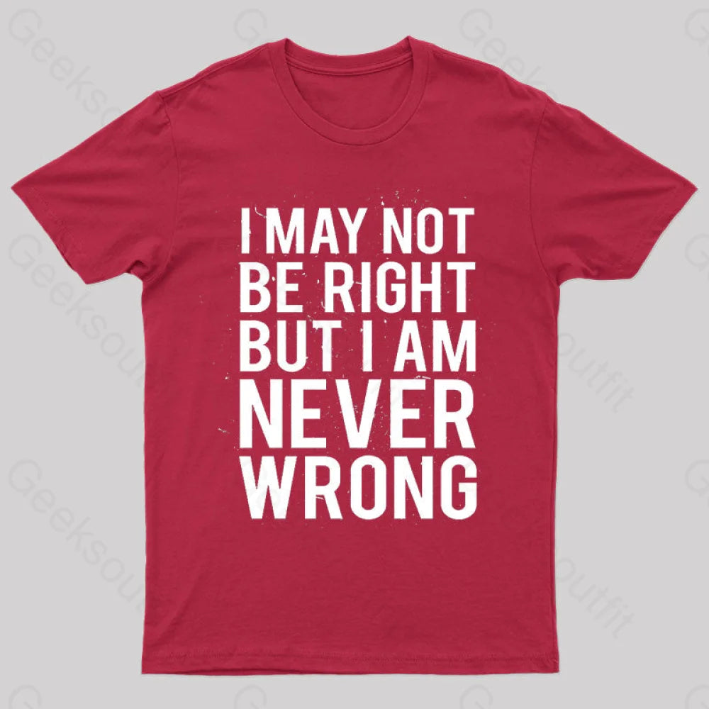 I Am Never Wrong Nerd T-Shirt Red / S