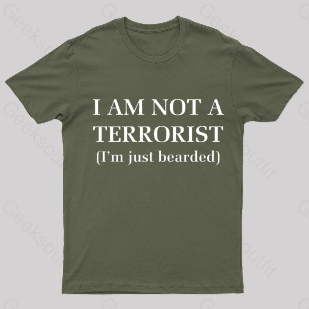 I Am Not A Terrorist Nerd T-Shirt Army Green / S