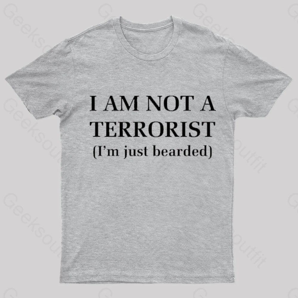 I Am Not A Terrorist Nerd T-Shirt Grey / S