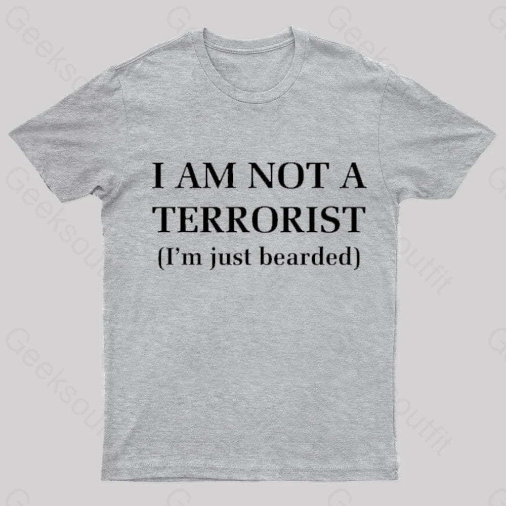 I Am Not A Terrorist Nerd T-Shirt Grey / S
