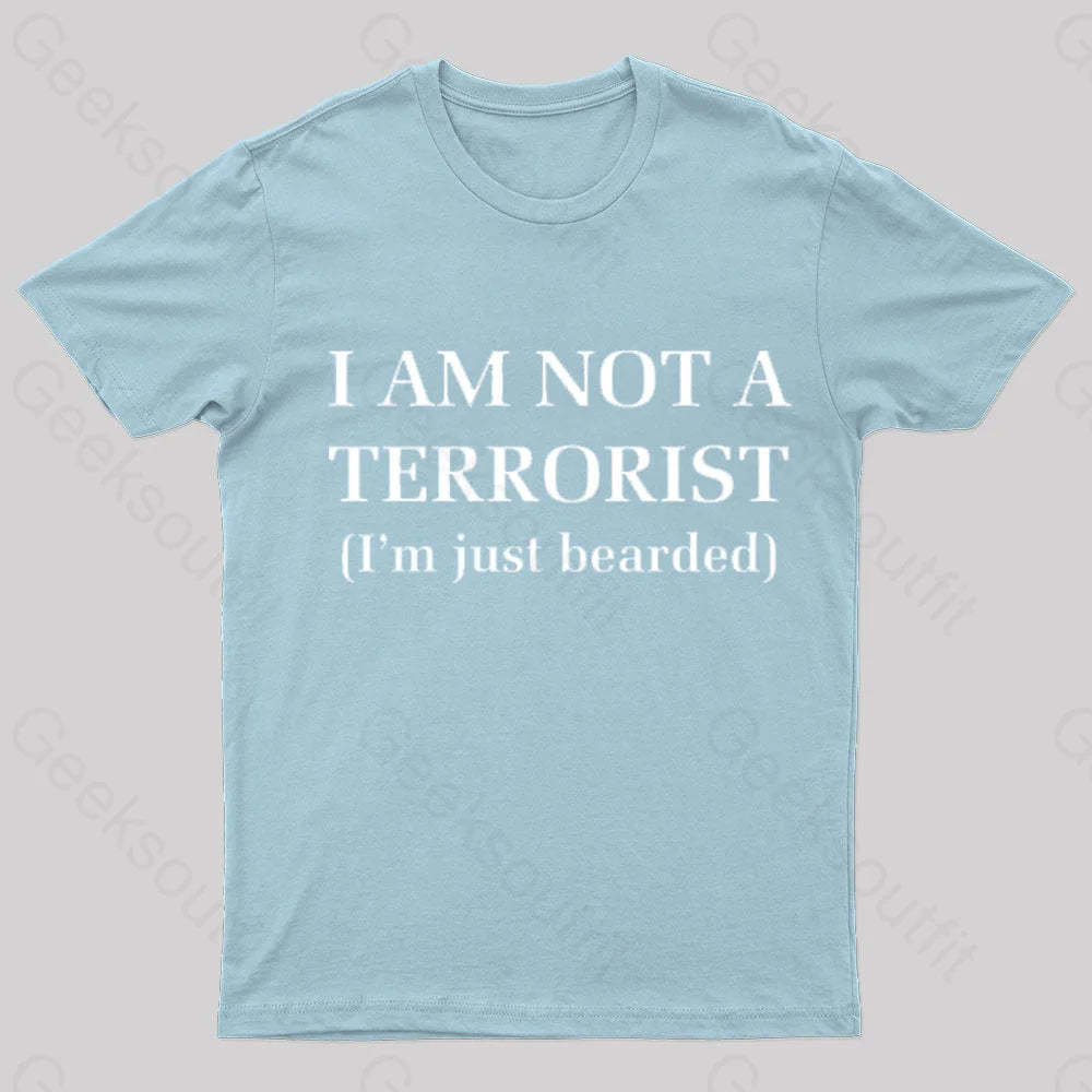 I Am Not A Terrorist Nerd T-Shirt Light Blue / S