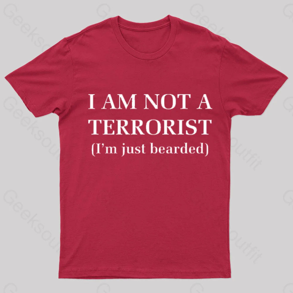 I Am Not A Terrorist Nerd T-Shirt Red / S