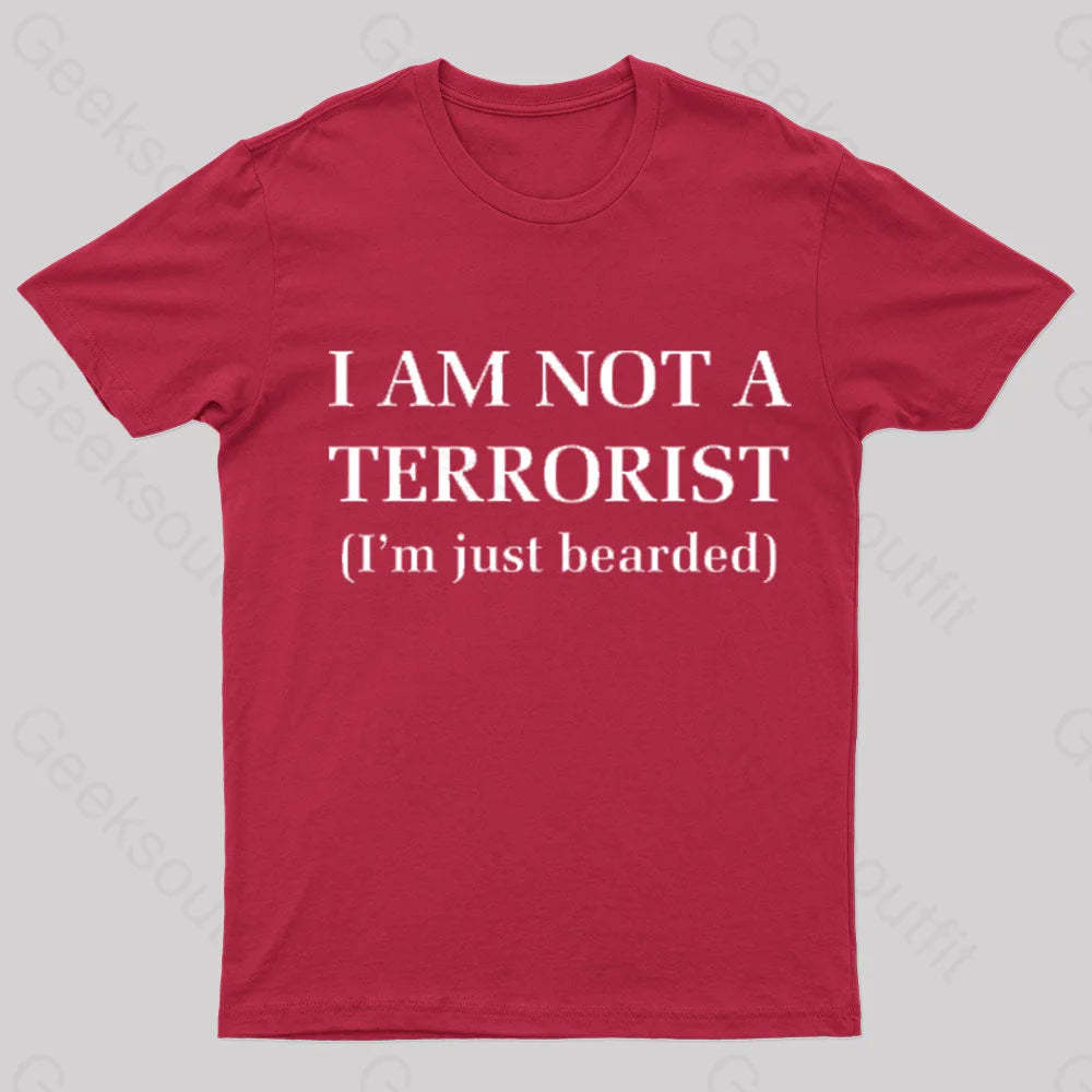 I Am Not A Terrorist Nerd T-Shirt Red / S