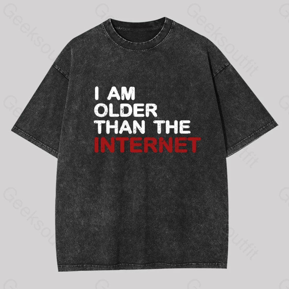 I Am Older Than The Internet Geek Washed T-Shirt Black / S
