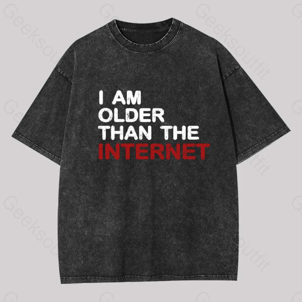 I Am Older Than The Internet Geek Washed T-Shirt Black / S