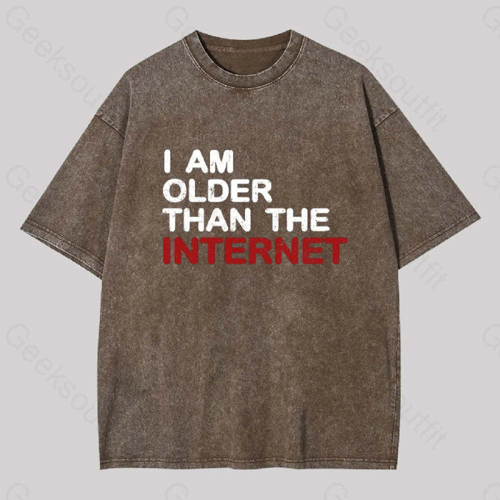 I Am Older Than The Internet Geek Washed T-Shirt Coffee / S