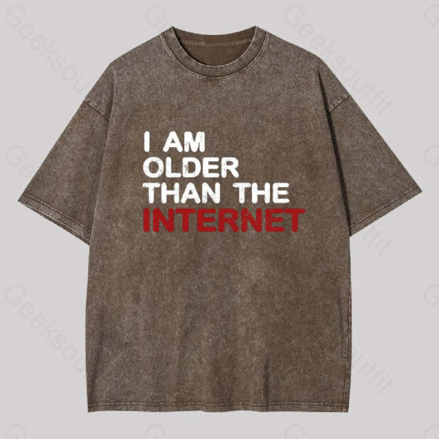 I Am Older Than The Internet Geek Washed T-Shirt Coffee / S