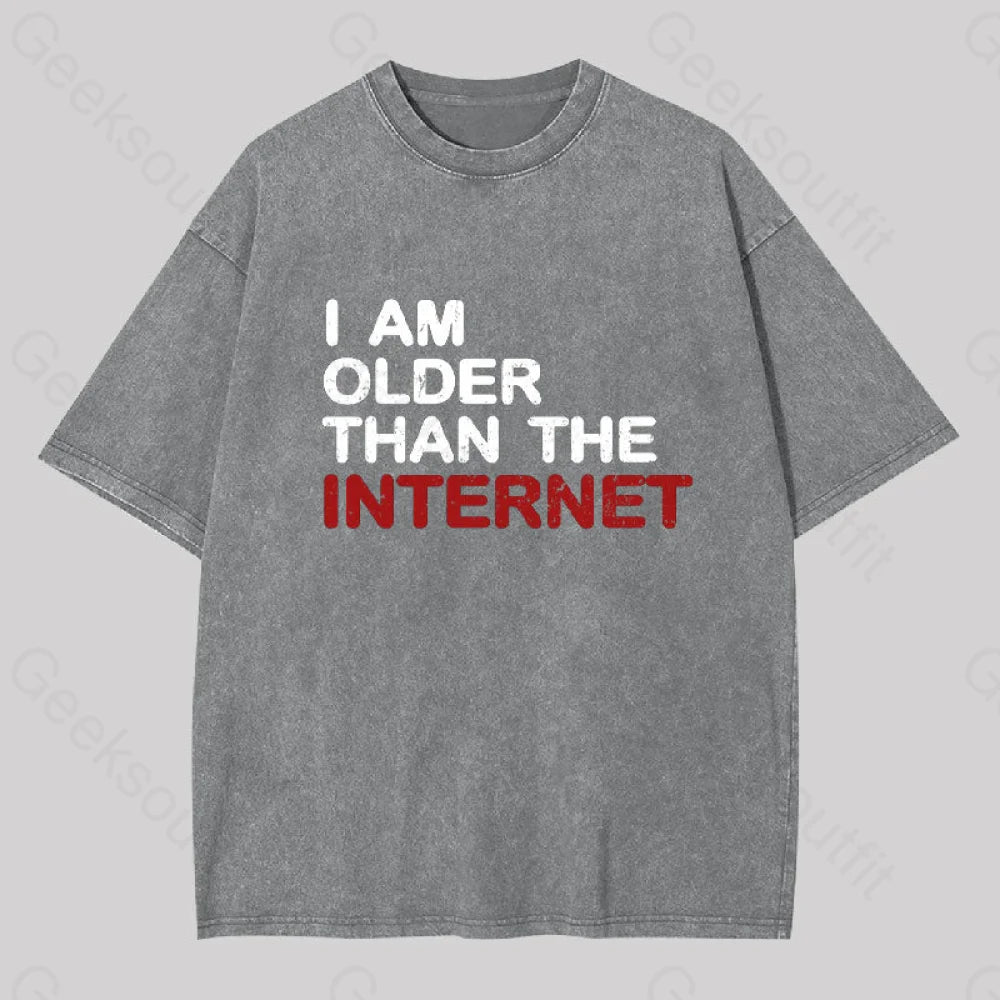 I Am Older Than The Internet Geek Washed T-Shirt Grey / S