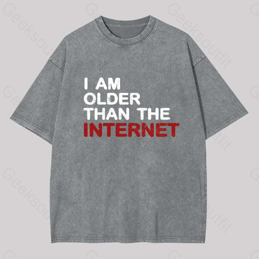 I Am Older Than The Internet Geek Washed T-Shirt Grey / S