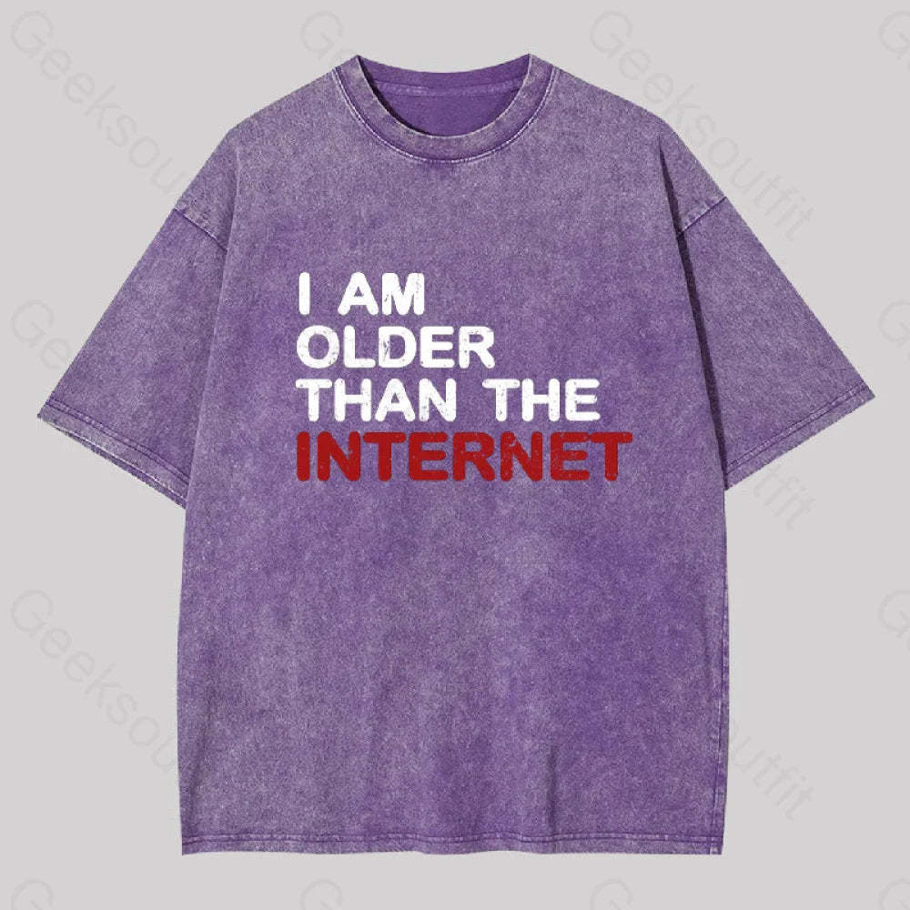 I Am Older Than The Internet Geek Washed T-Shirt Purple / S