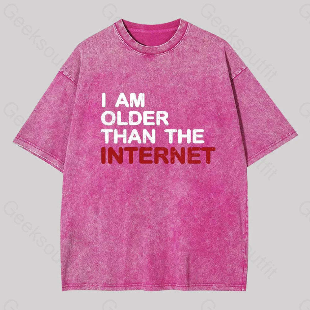 I Am Older Than The Internet Geek Washed T-Shirt Rose Red / S