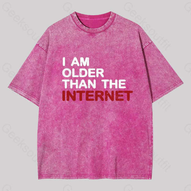 I Am Older Than The Internet Geek Washed T-Shirt Rose Red / S
