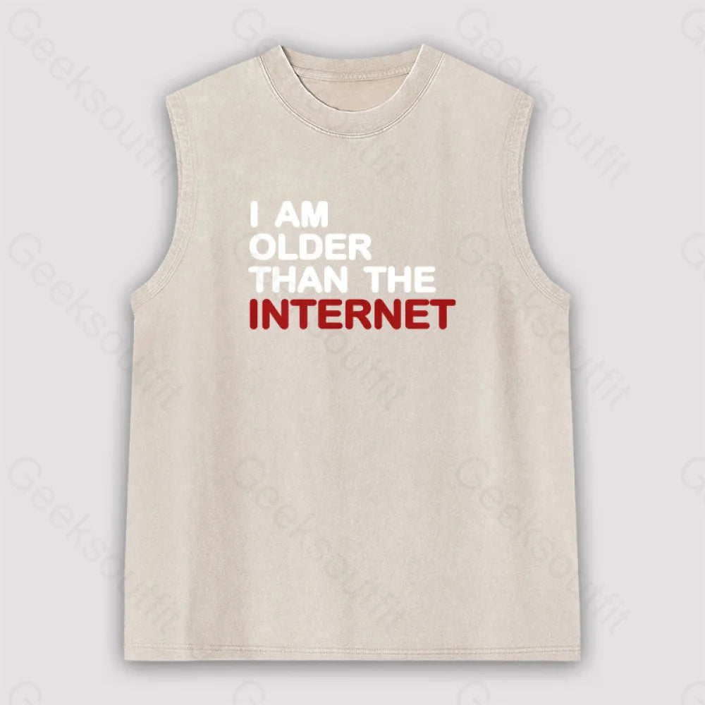 I Am Older Than The Internet Unisex Washed Tank Apricot / S