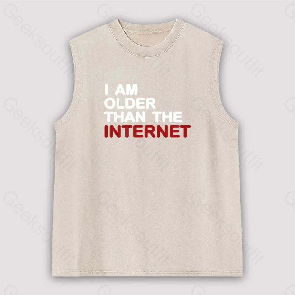I Am Older Than The Internet Unisex Washed Tank Apricot / S