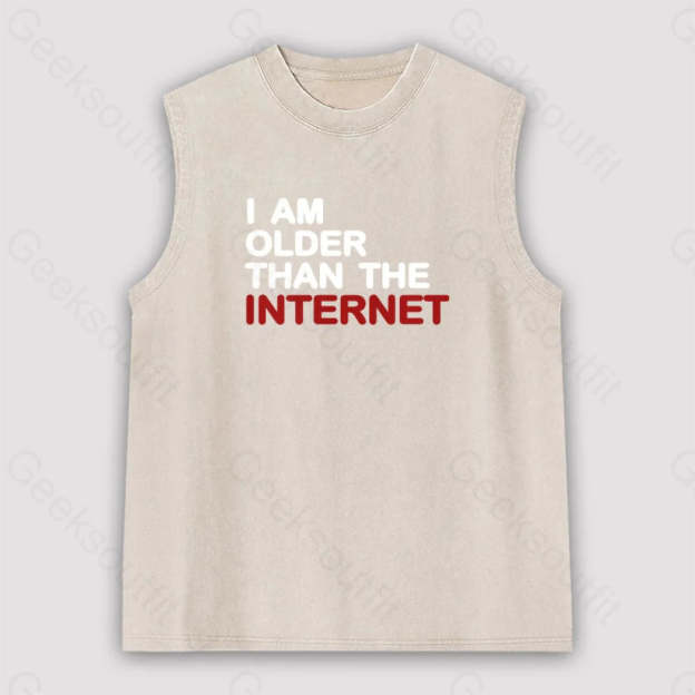 I Am Older Than The Internet Unisex Washed Tank Apricot / S