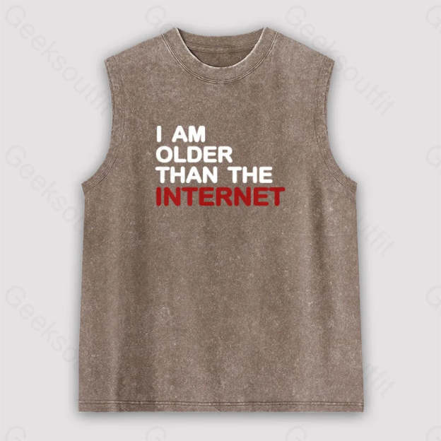 I Am Older Than The Internet Unisex Washed Tank Brown / S