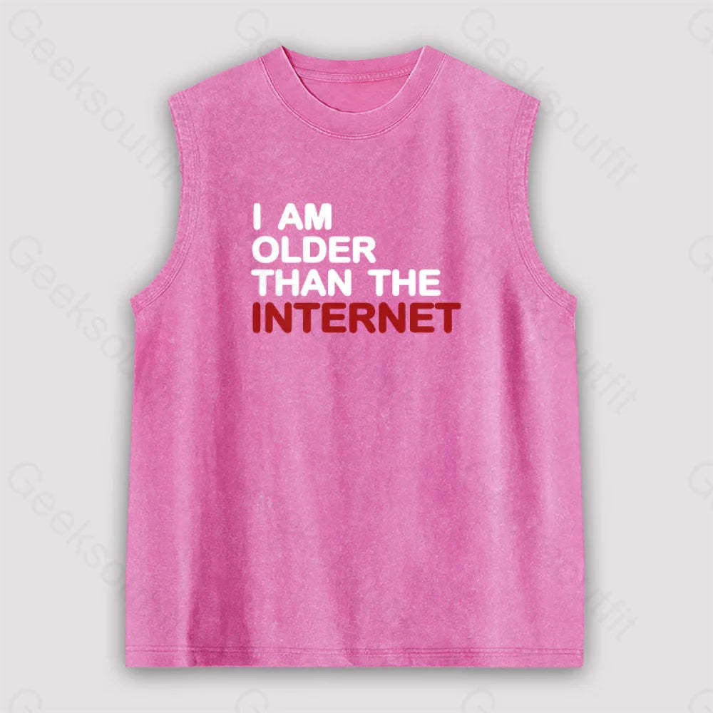 I Am Older Than The Internet Unisex Washed Tank Pink / S