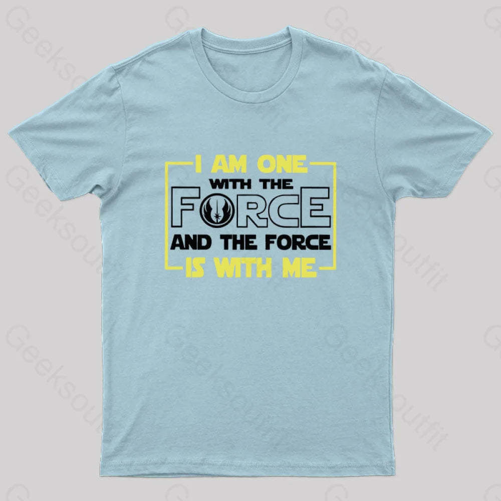 I Am One With The Force Nerd T-Shirt Light Blue / S