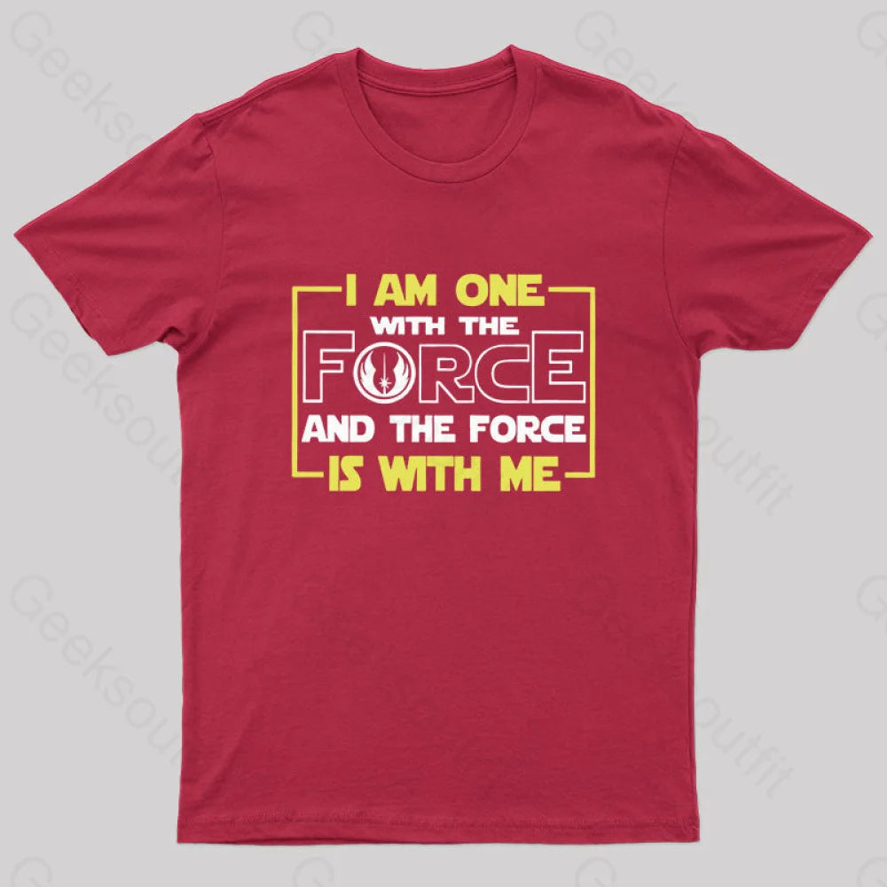 I Am One With The Force Nerd T-Shirt Red / S
