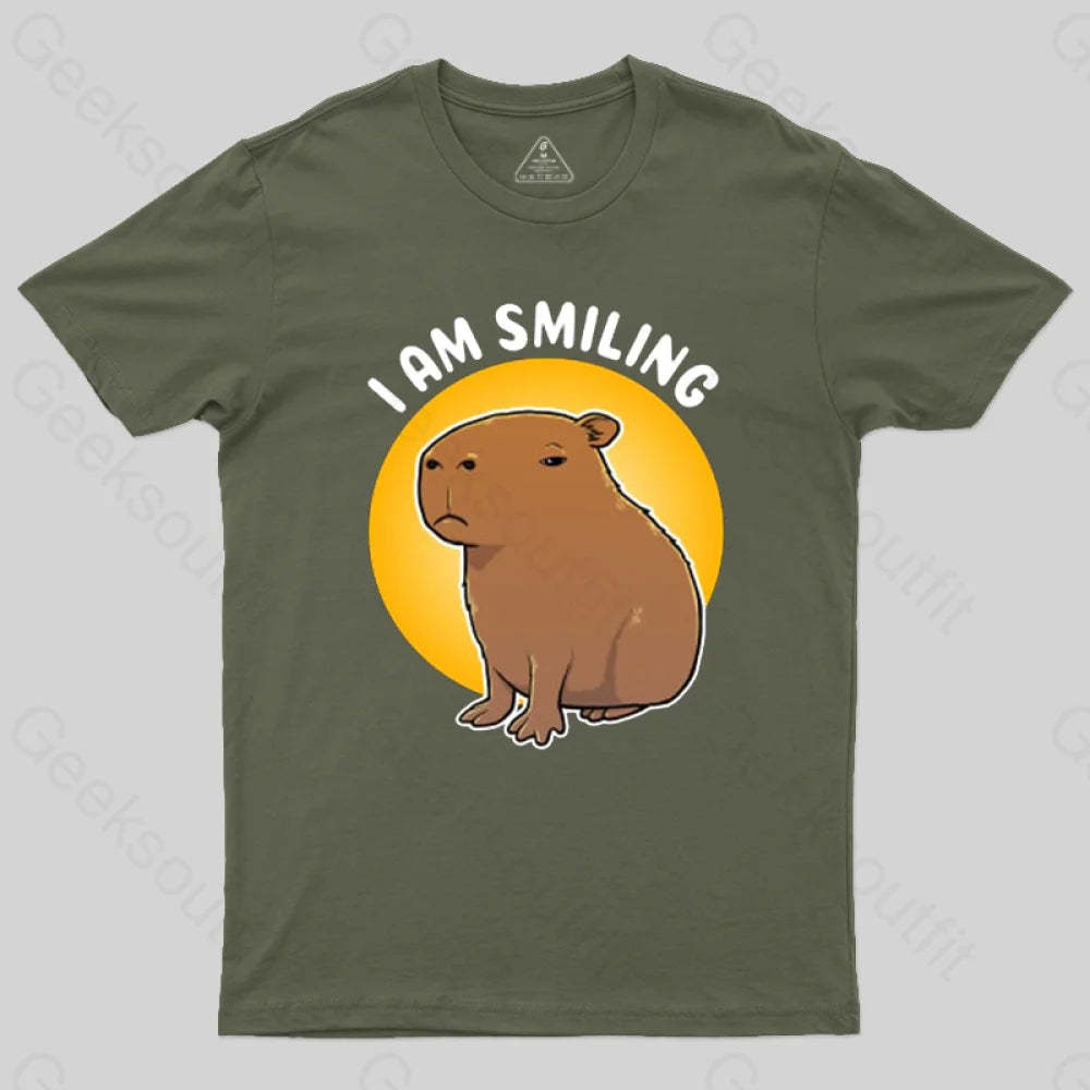 I Am Smiling T-Shirt Army Green / S