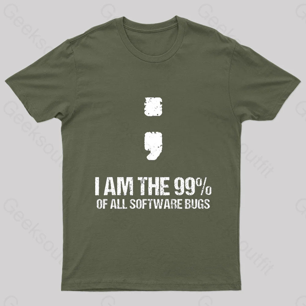 I Am The 99% Of All Software Bugs Nerd T-Shirt Army Green / S