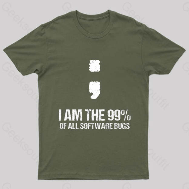 I Am The 99% Of All Software Bugs Nerd T-Shirt Army Green / S