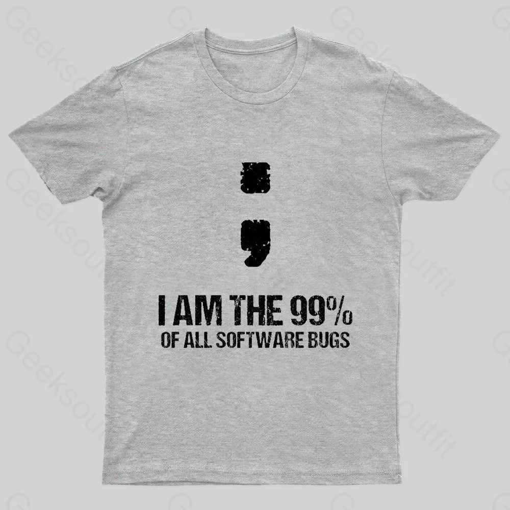I Am The 99% Of All Software Bugs Nerd T-Shirt Grey / S