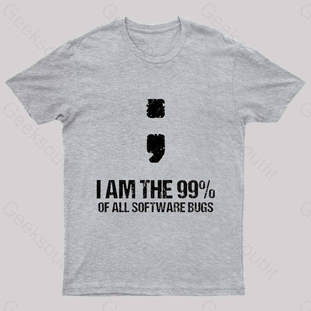 I Am The 99% Of All Software Bugs Nerd T-Shirt Grey / S
