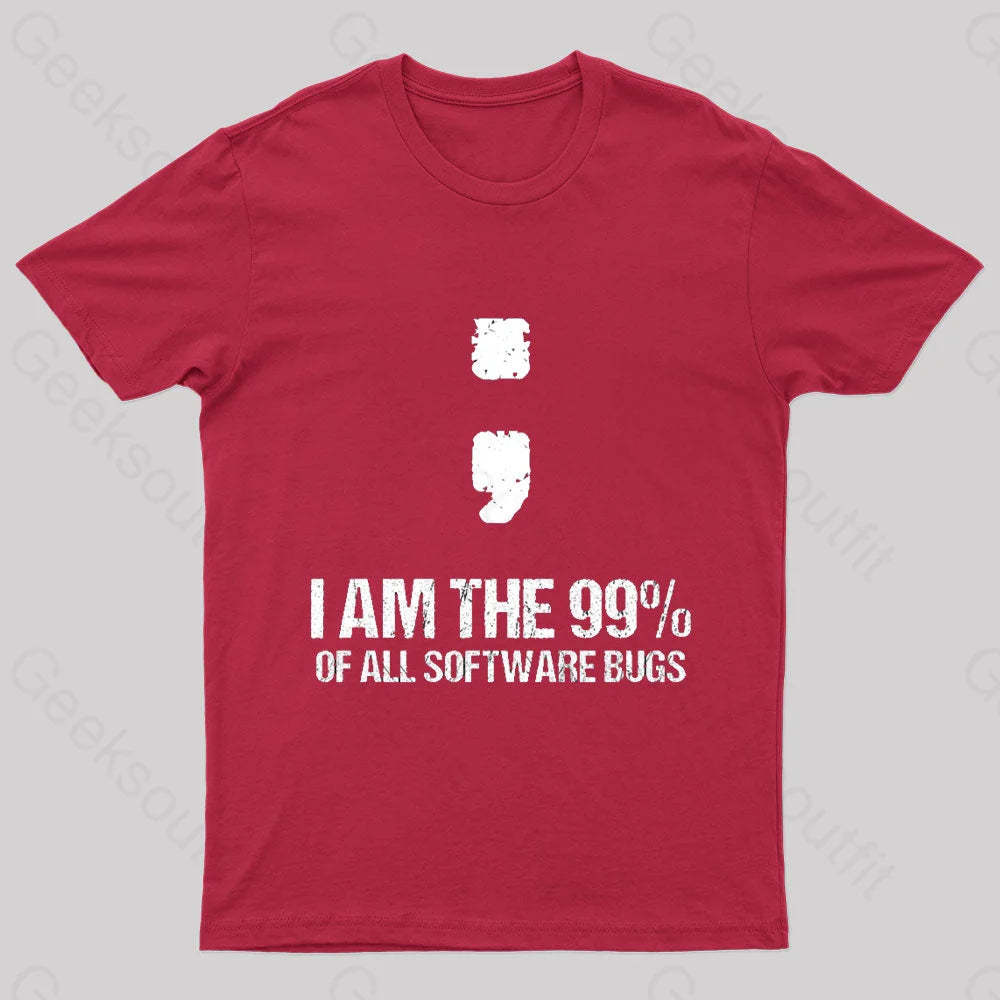 I Am The 99% Of All Software Bugs Nerd T-Shirt Red / S