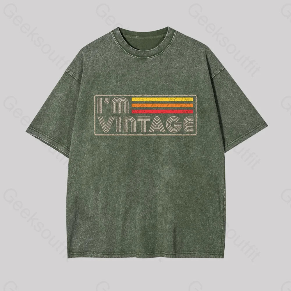 I Am Vintage Geek Washed T-Shirt Armygreen / S