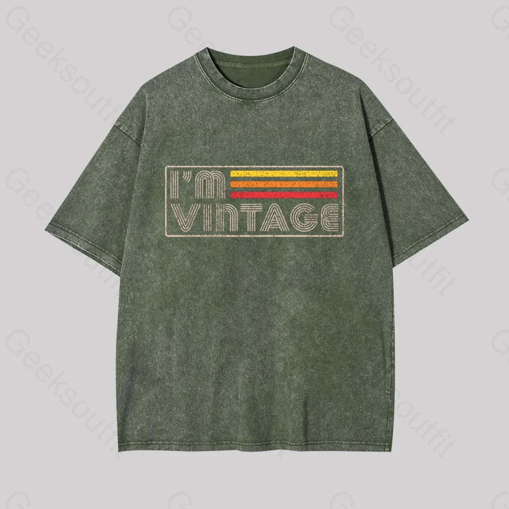 I Am Vintage Geek Washed T-Shirt Armygreen / S