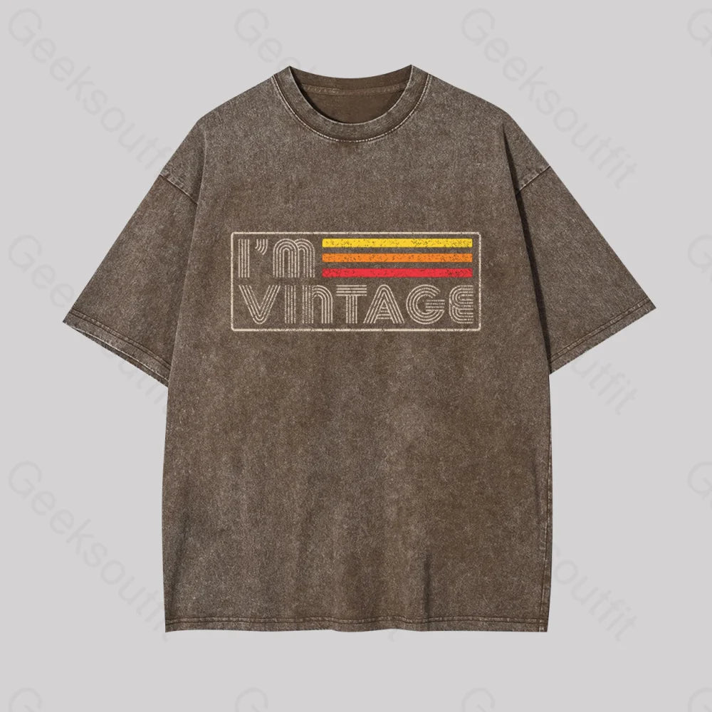 I Am Vintage Geek Washed T-Shirt Coffee / S