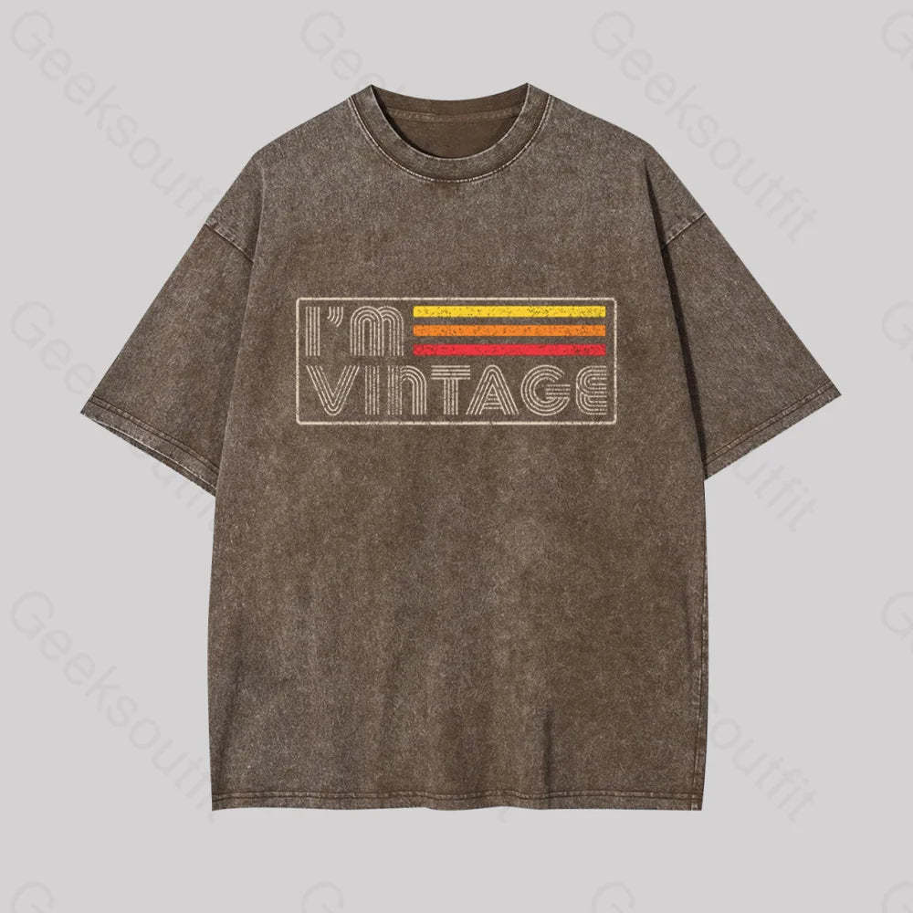 I Am Vintage Geek Washed T-Shirt Coffee / S