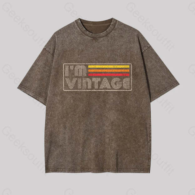 I Am Vintage Geek Washed T-Shirt Coffee / S