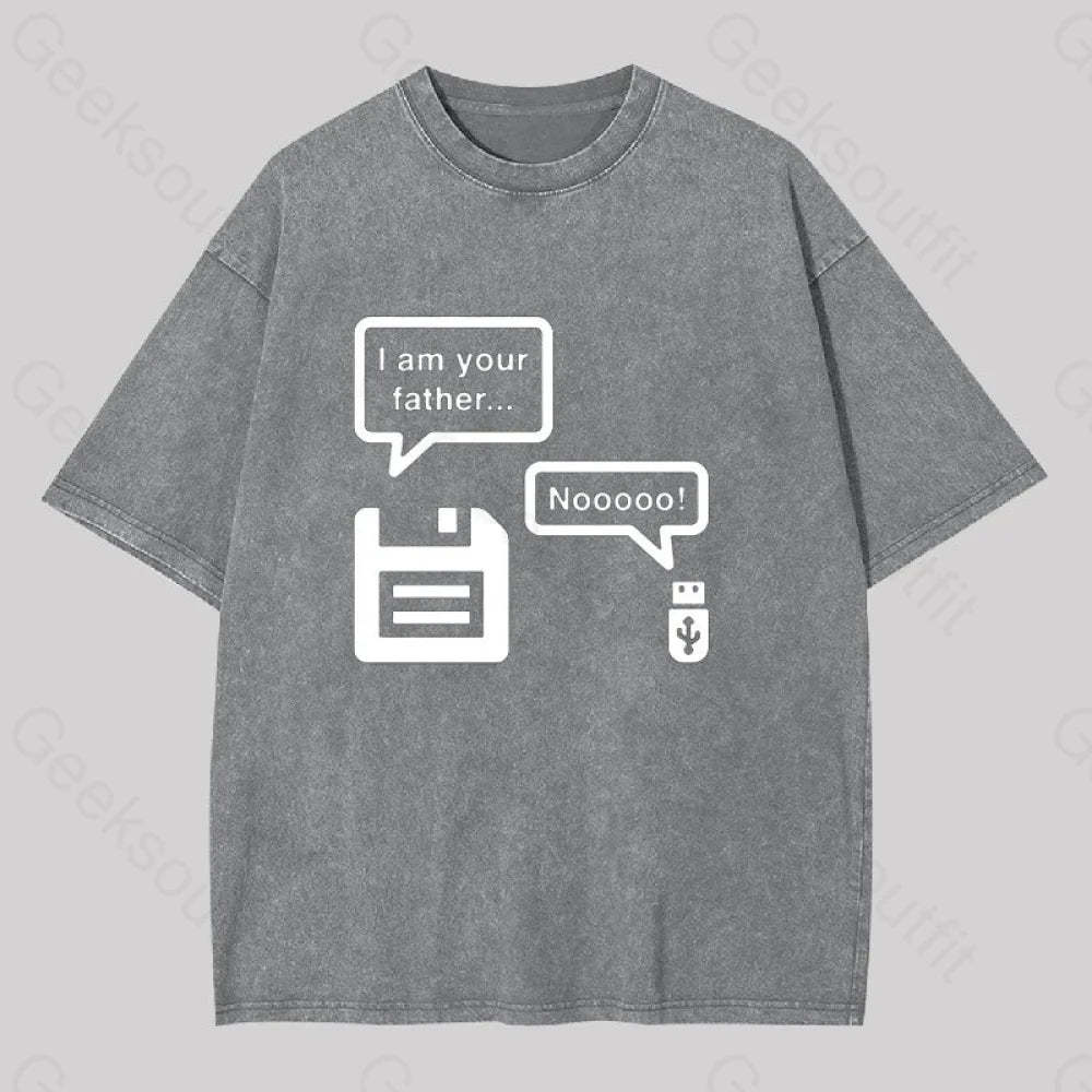 I Am Your Father Geek Washed T-Shirt Grey / S