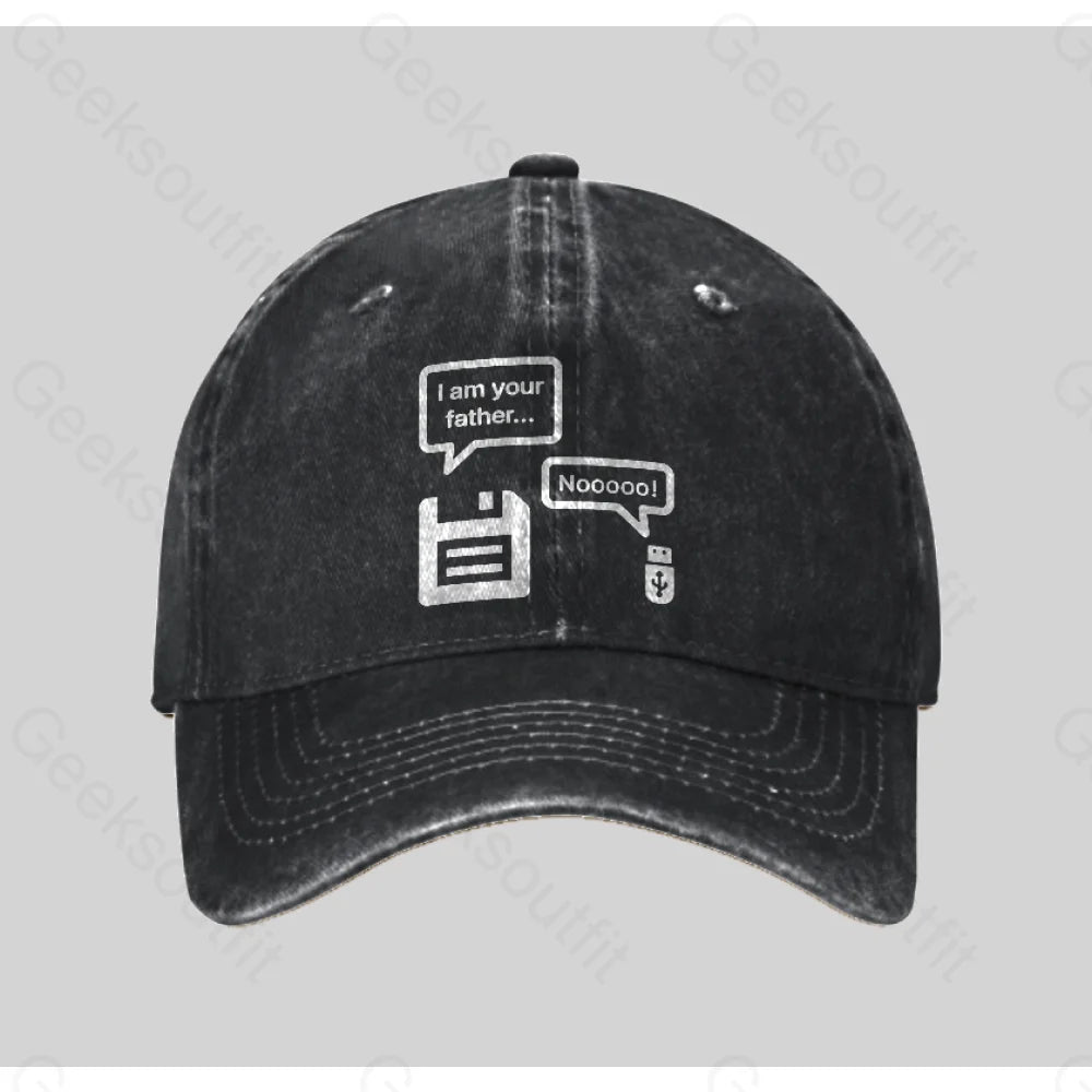 I Am Your Father Washed Vintage Baseball Cap Black