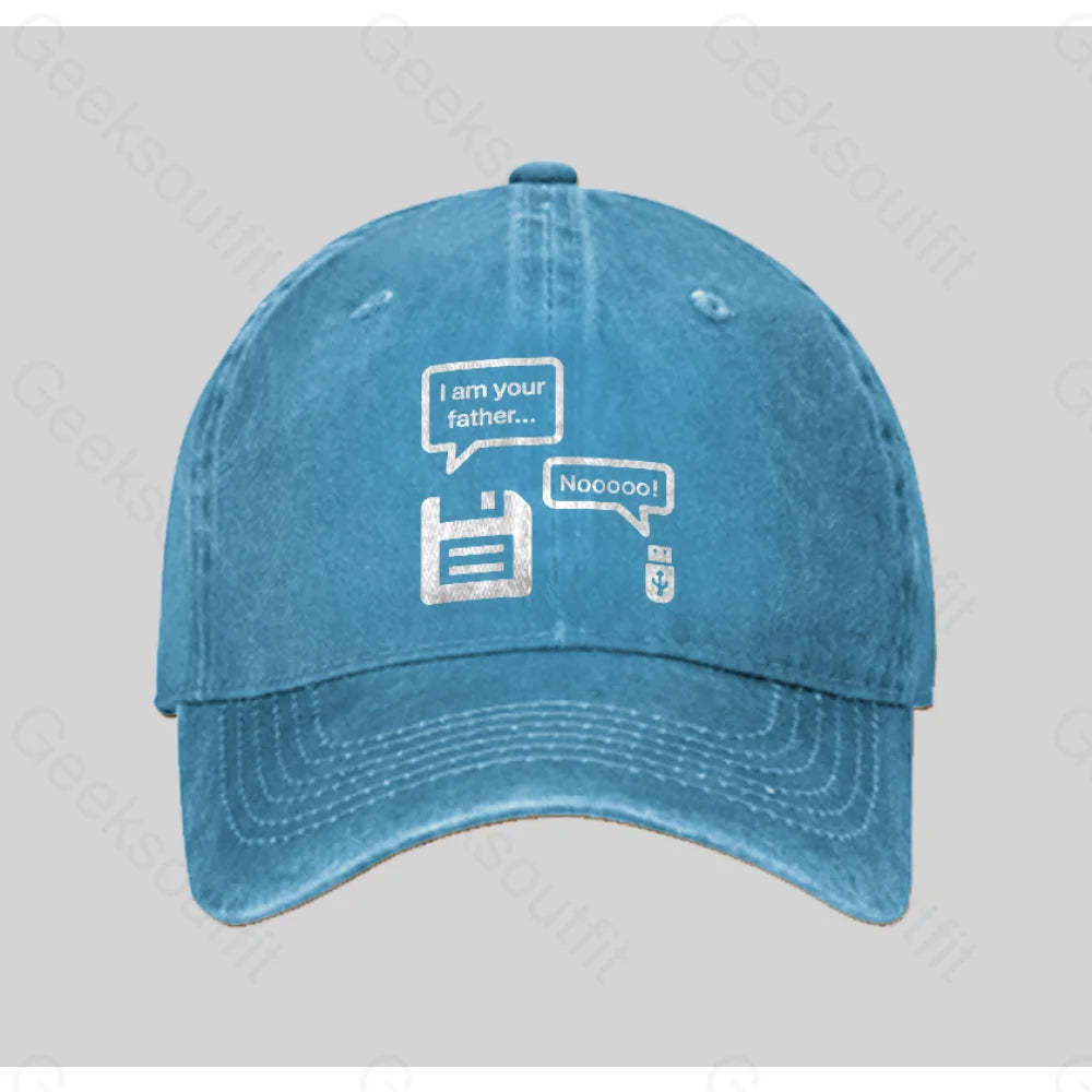 I Am Your Father Washed Vintage Baseball Cap Blue