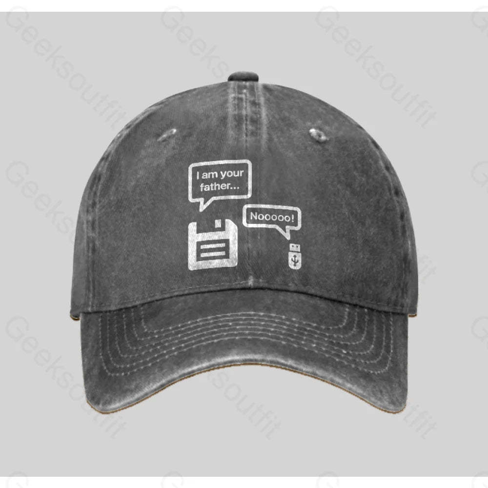 I Am Your Father Washed Vintage Baseball Cap Grey