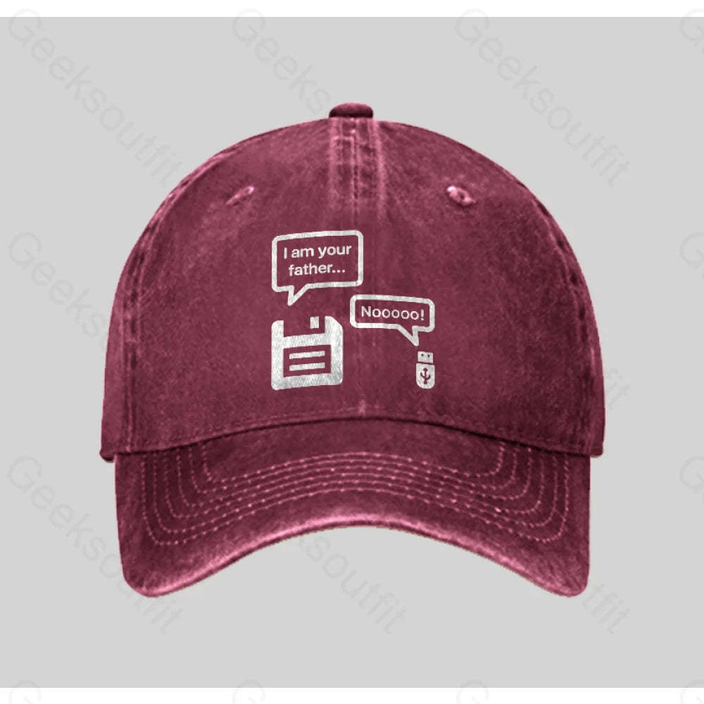 I Am Your Father Washed Vintage Baseball Cap Red