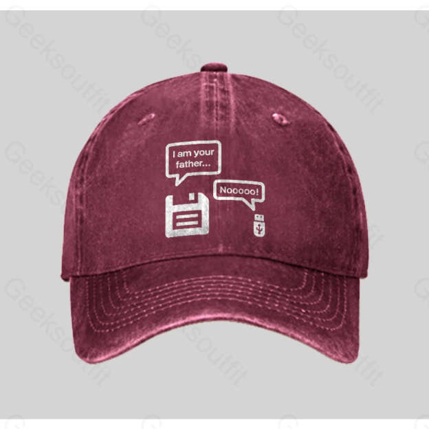 I Am Your Father Washed Vintage Baseball Cap Red